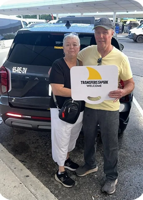 Private van at Cancun Airport old couple